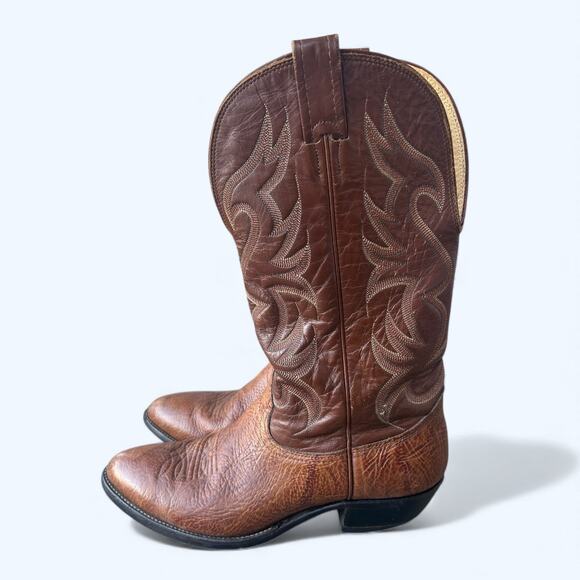 Nocona Men’s Western Cowboy Boots Brown Leather Classic Stitching 786550 Size  9 - Picture 15 of 15
